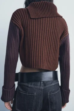 Clearance JERSEY CROP PUNTO RIB Mujer Cárdigan / Jerséis|Punto