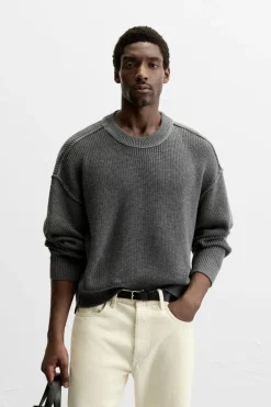 Outlet JERSEY CROPPED FIT ESTRUCTURA Hombre Jerséis / Chaquetas