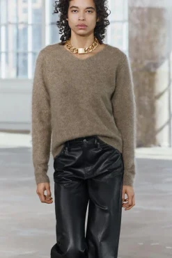 Fashion JERSEY CUELLO PICO CON LANA Y CASHMERE Mujer Cárdigan / Jerséis|Punto