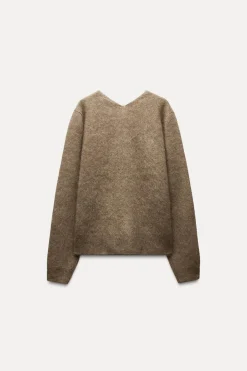 Fashion JERSEY CUELLO PICO CON LANA Y CASHMERE Mujer Cárdigan / Jerséis|Punto