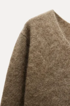 Fashion JERSEY CUELLO PICO CON LANA Y CASHMERE Mujer Cárdigan / Jerséis|Punto