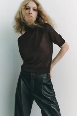 Clearance JERSEY CUELLO SUBIDO CON CASHMERE Y SEDA Mujer Cárdigan / Jerséis|Punto