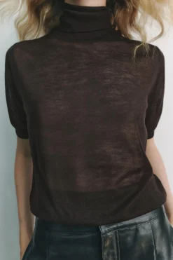 Clearance JERSEY CUELLO SUBIDO CON CASHMERE Y SEDA Mujer Cárdigan / Jerséis|Punto