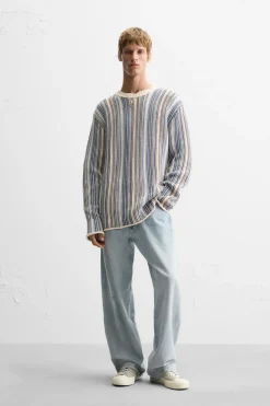 Outlet JERSEY JACQUARD RAYAS Hombre Jerséis / Chaquetas