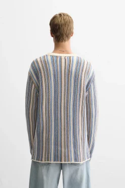 Outlet JERSEY JACQUARD RAYAS Hombre Jerséis / Chaquetas