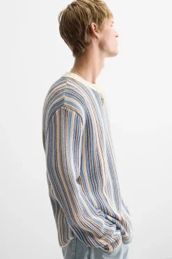 Outlet JERSEY JACQUARD RAYAS Hombre Jerséis / Chaquetas