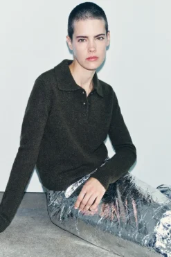 Outlet JERSEY POLO PUNTO LISO Mujer Cárdigan / Jerséis|Punto