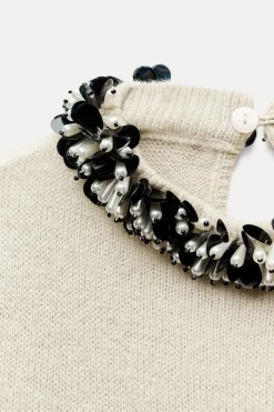 Sale JERSEY PUNTO ABALORIOS CUELLO Mujer Cárdigan / Jerséis|Punto