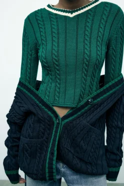 Sale JERSEY PUNTO CABLES Mujer Cárdigan / Jerséis|Punto