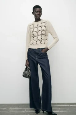 Hot JERSEY PUNTO COMBINADO CROCHET Mujer Cárdigan / Jerséis|Punto