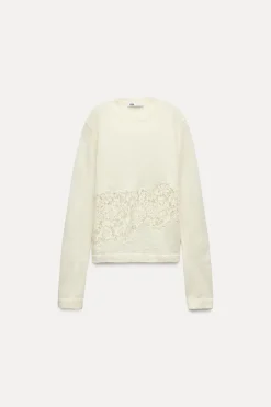 Best JERSEY PUNTO COMBINADO ENCAJE Mujer Cárdigan / Jerséis|Punto