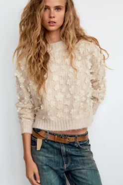 Online JERSEY PUNTO COMBINADO FLORES Mujer Cárdigan / Jerséis|Punto