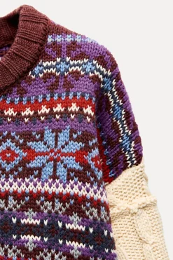 Discount JERSEY PUNTO COMBINADO JACQUARD Mujer Cárdigan / Jerséis|Punto