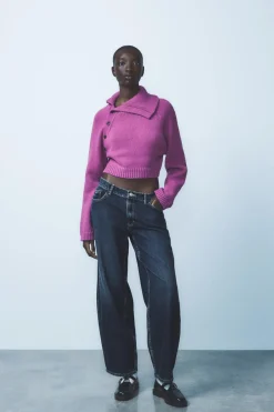 Discount JERSEY PUNTO CUELLO ASIMÉTRICO Mujer Cárdigan / Jerséis|Punto