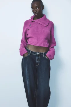 Discount JERSEY PUNTO CUELLO ASIMÉTRICO Mujer Cárdigan / Jerséis|Punto