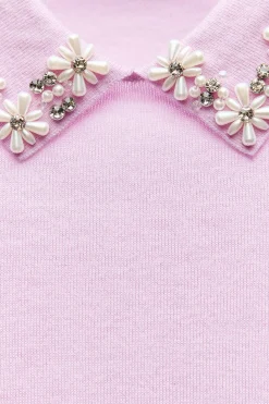 Online JERSEY PUNTO CUELLO PERLAS Mujer Cárdigan / Jerséis|Punto