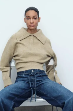 Best JERSEY PUNTO CUELLO POLO Mujer Cárdigan / Jerséis|Punto