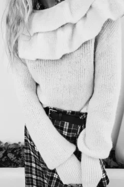 Clearance JERSEY PUNTO CUELLO VOLANTES Mujer Cárdigan / Jerséis|Punto