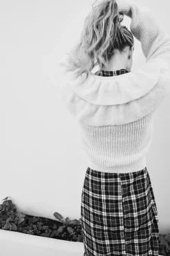 Clearance JERSEY PUNTO CUELLO VOLANTES Mujer Cárdigan / Jerséis|Punto