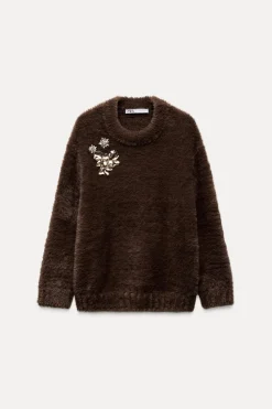 Outlet JERSEY PUNTO EFECTO PELO BROCHES Mujer Cárdigan / Jerséis|Punto