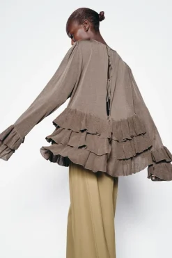 Sale JERSEY PUNTO FINO VOLANTES Mujer Cárdigan / Jerséis|Punto