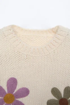 Niños ZARA 1½ - 6 Años·Punto|6 - 18 Meses·Punto<JERSEY PUNTO FLORES BORDADAS