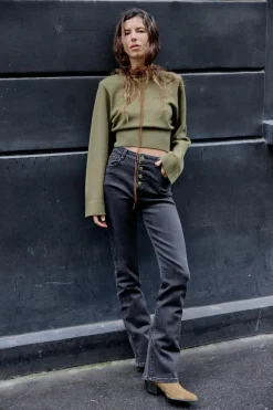 Sale JERSEY PUNTO LISO MANGA ANCHA Mujer Cárdigan / Jerséis|Punto