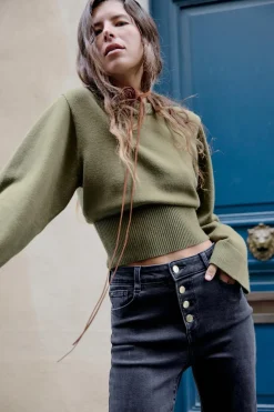 Sale JERSEY PUNTO LISO MANGA ANCHA Mujer Cárdigan / Jerséis|Punto