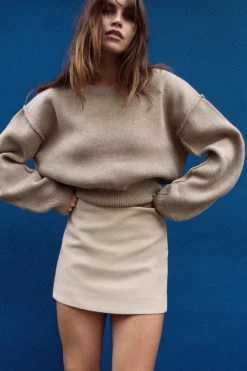 Outlet JERSEY PUNTO LISO MANGA VOLUMEN Mujer Cárdigan / Jerséis|Punto