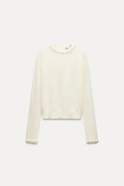 Fashion JERSEY PUNTO LISO PERLAS Mujer Cárdigan / Jerséis|Punto