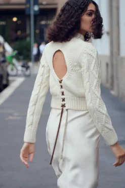 Best JERSEY PUNTO OCHOS ESPALDA ABIERTA Mujer Cárdigan / Jerséis|Punto