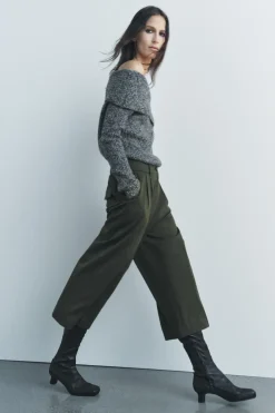 Online JERSEY PUNTO OFF SHOULDER CINTURÓN Mujer Cárdigan / Jerséis|Punto