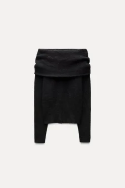 New JERSEY PUNTO OFF SHOULDER CON ALPACA Mujer Cárdigan / Jerséis|Punto