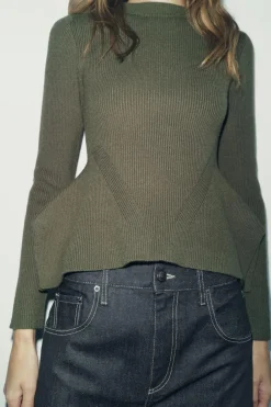 Discount JERSEY PUNTO PEPLUM Mujer Cárdigan / Jerséis|Punto