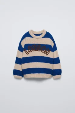 Niños ZARA 1½ - 6 Años·Punto|1½ - 6 Años·Punto<JERSEY PUNTO RAYAS TEXTO BORDADO
