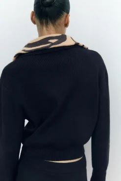 Outlet JERSEY PUNTO SOLAPA JACQUARD ANIMAL Mujer Cárdigan / Jerséis|Punto