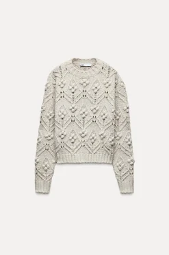 Hot JERSEY PUNTO TRENZADO POMPONES Mujer Cárdigan / Jerséis|Punto