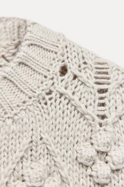 Hot JERSEY PUNTO TRENZADO POMPONES Mujer Cárdigan / Jerséis|Punto