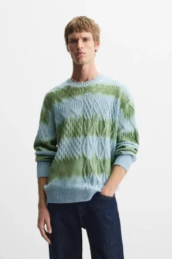 Fashion JERSEY TRENZAS ESTAMPADO SPRAY Hombre Jerséis / Chaquetas