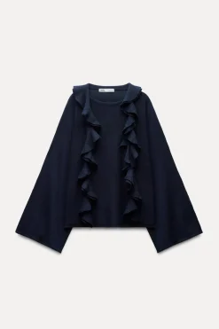 New JERSEY VOLANTE BUFANDA CON LANA Mujer Cárdigan / Jerséis|Punto