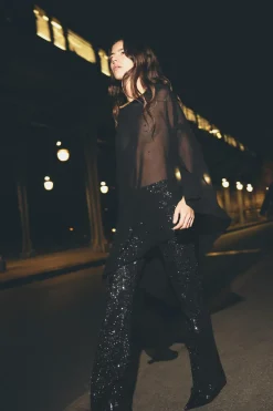 Outlet LEGGINGS FLARE LENTEJUELAS Mujer Pantalones