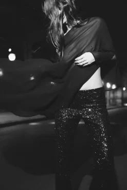 Outlet LEGGINGS FLARE LENTEJUELAS Mujer Pantalones