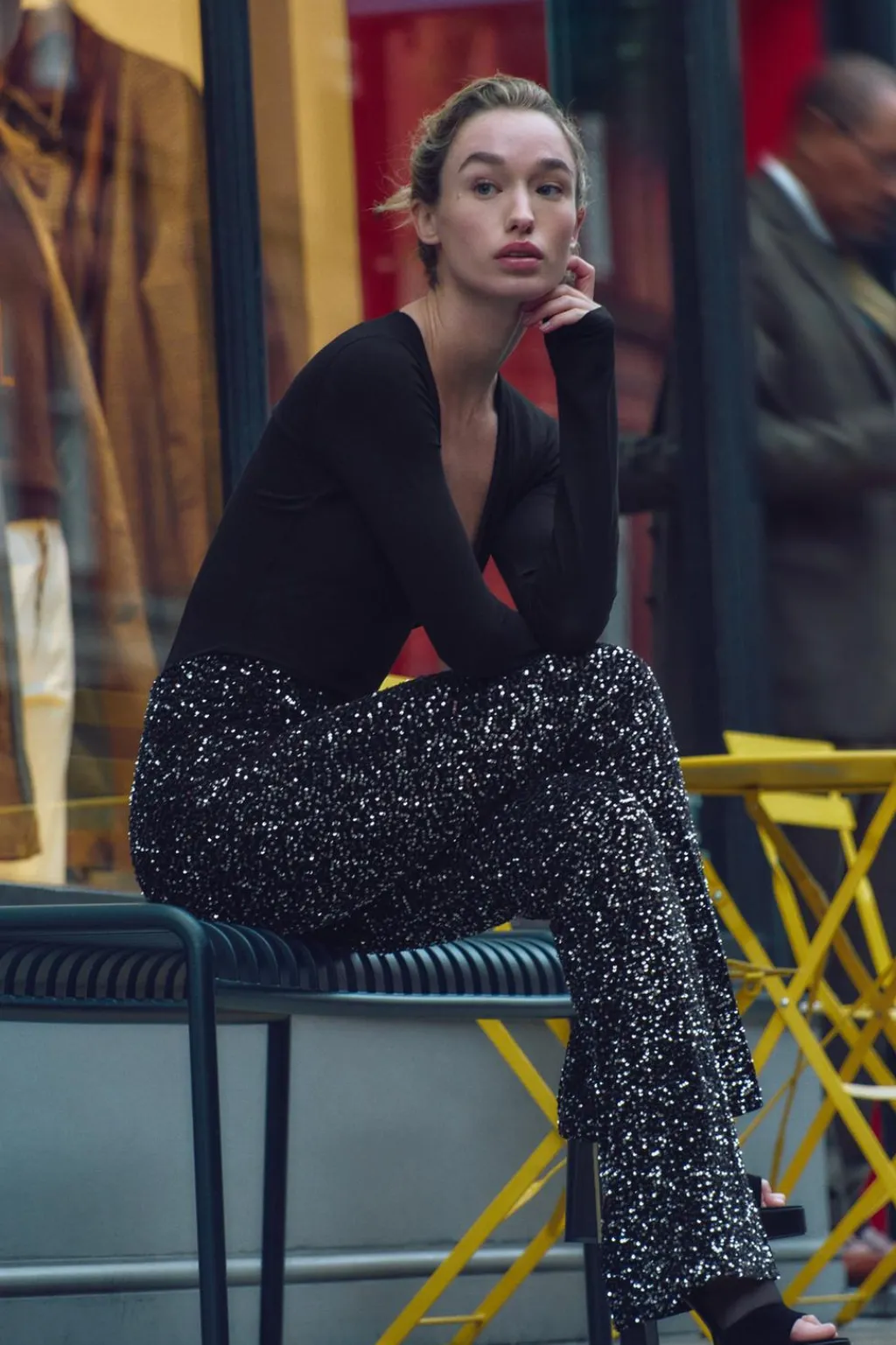 Clearance LEGGINGS FLARE TERCIOPELO LENTEJUELAS Mujer Pantalones