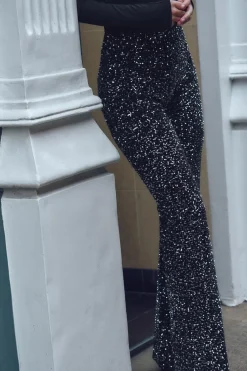 Clearance LEGGINGS FLARE TERCIOPELO LENTEJUELAS Mujer Pantalones
