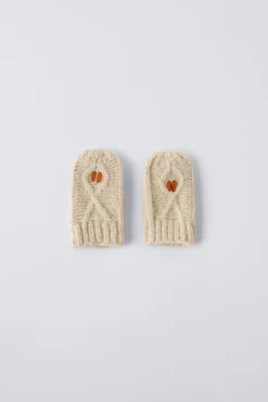 Niños ZARA 1½ - 6 Años·Accesorios|1½ - 6 Años·Accesorios<MANOPLA PUNTO FLORES BORDADAS