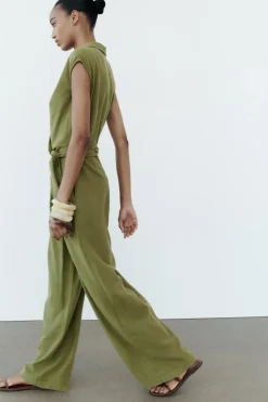 Outlet MONO ANCHO NUDO CON LINO Mujer Vestidos