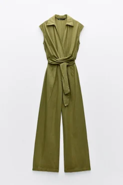 Outlet MONO ANCHO NUDO CON LINO Mujer Vestidos