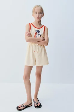 Niños ZARA 6 - 14 Años·Vestidos / Monos|6 - 14 Años·Faldas / Bermudas<MONO CORTO TOALLA STITCH © DISNEY