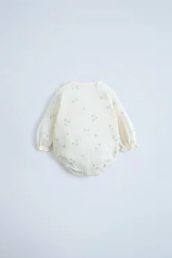 Niños ZARA 0 - 6 Meses·Bodies / Camisas|0 - 6 Meses·Básicos<MONO CRUZADO BAMBULA TRÉBOLES