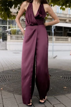 Fashion MONO LARGO HALTER FRUNCE Mujer Vestidos